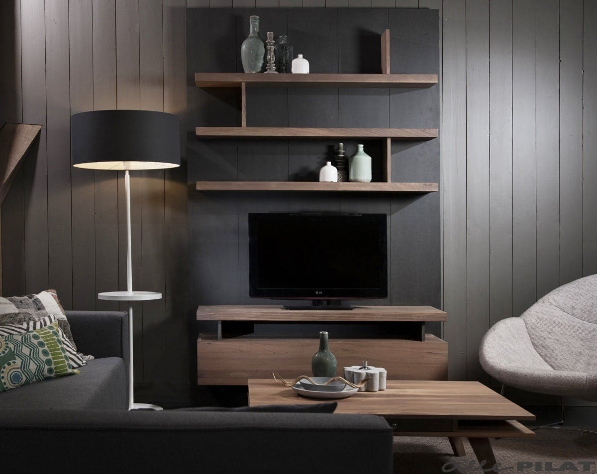 Noten tvmeubel voor aan de wand / muur Woonwinkel Alle Pilat