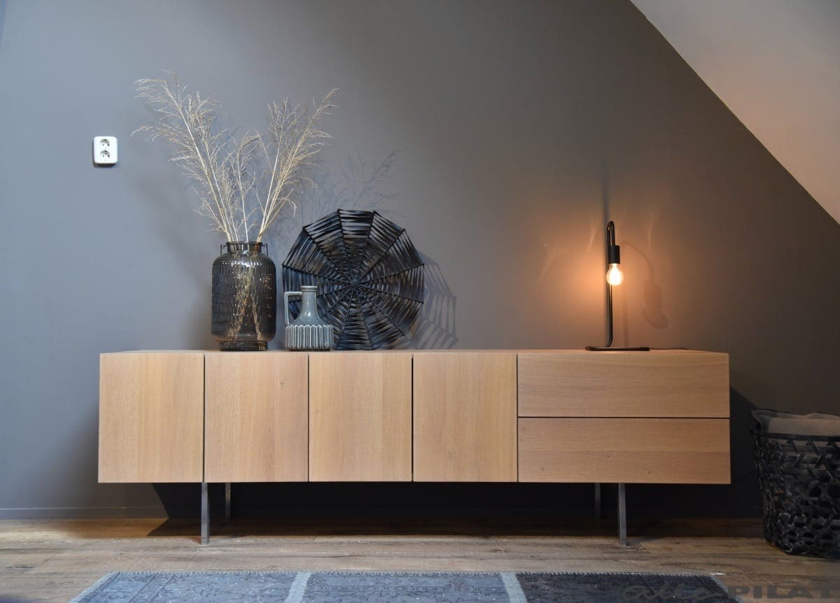 paneel Kalksteen Sta in plaats daarvan op Eiken tv-meubel Zweef met rvs poot en op maat - Woonwinkel Alle Pilat paneel Kalksteen Sta in plaats daarvan op Eiken tv-meubel Zweef met rvs poot en op maat - Woonwinkel Alle Pilat