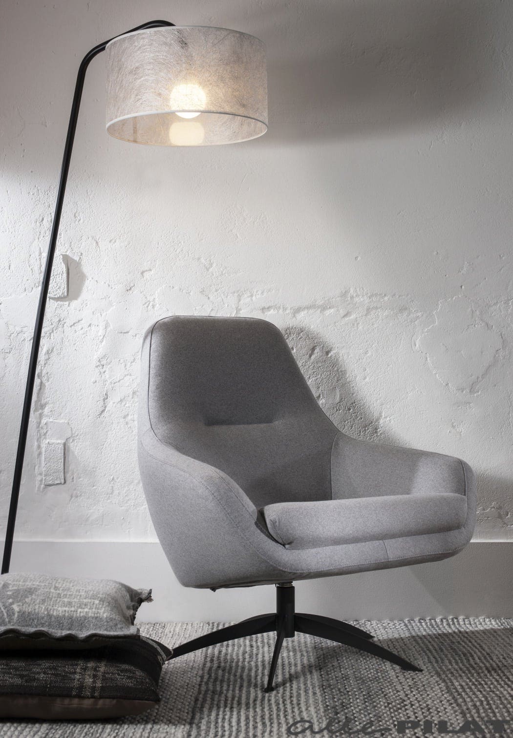 Draaifauteuil Specter in grijze stof