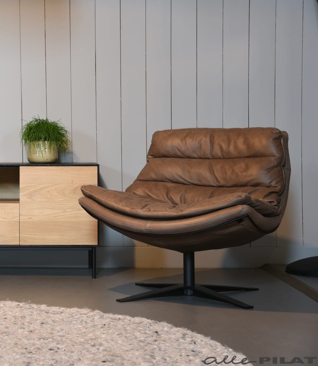 Fauteuil Karsten bruin leer 
