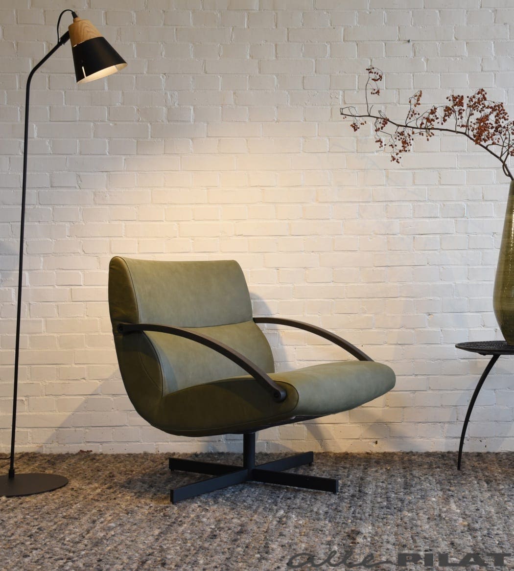 Draaifauteuil Focus in groen leer