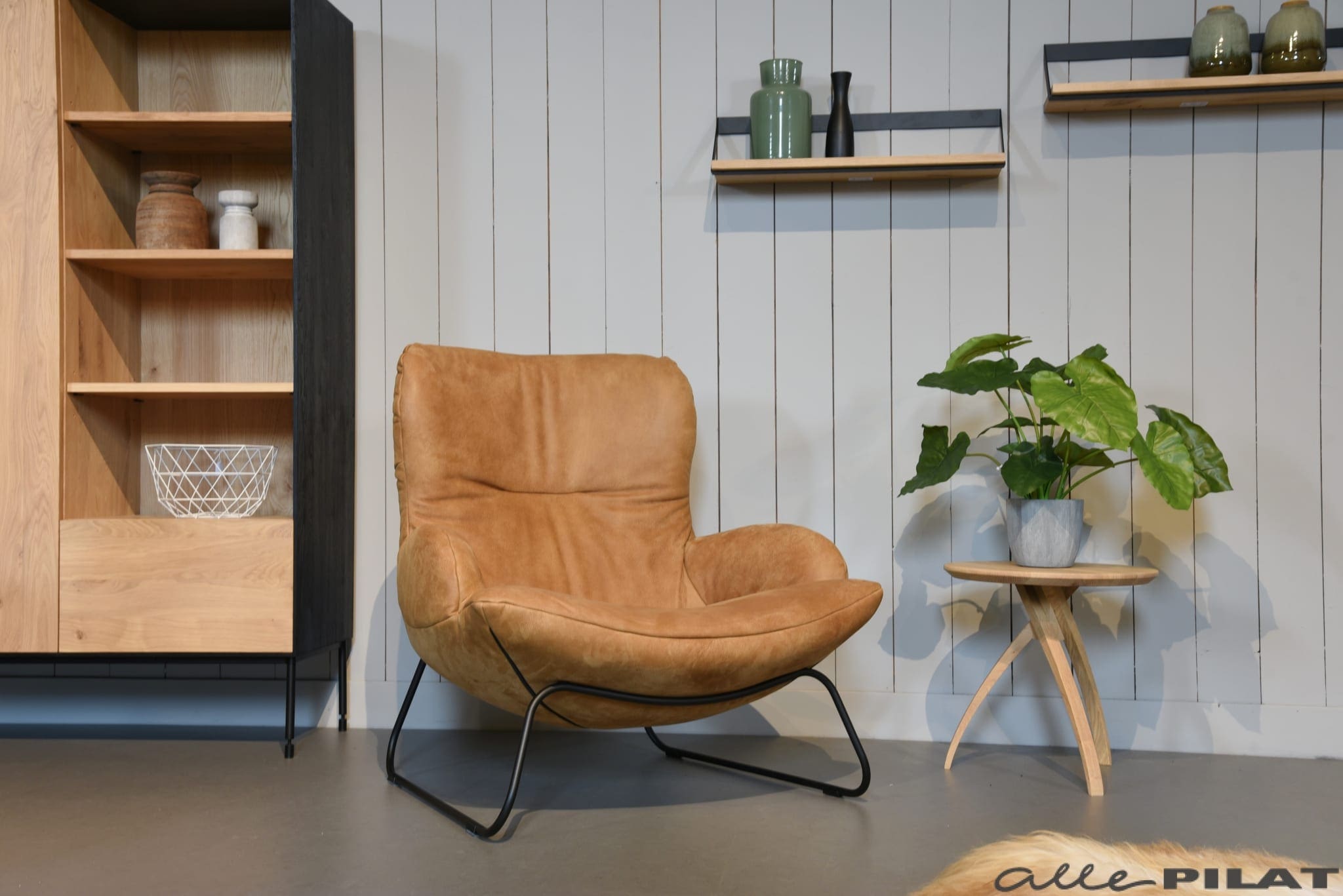 Grote leren Fauteuil Benz cognac leer Alle Pilat