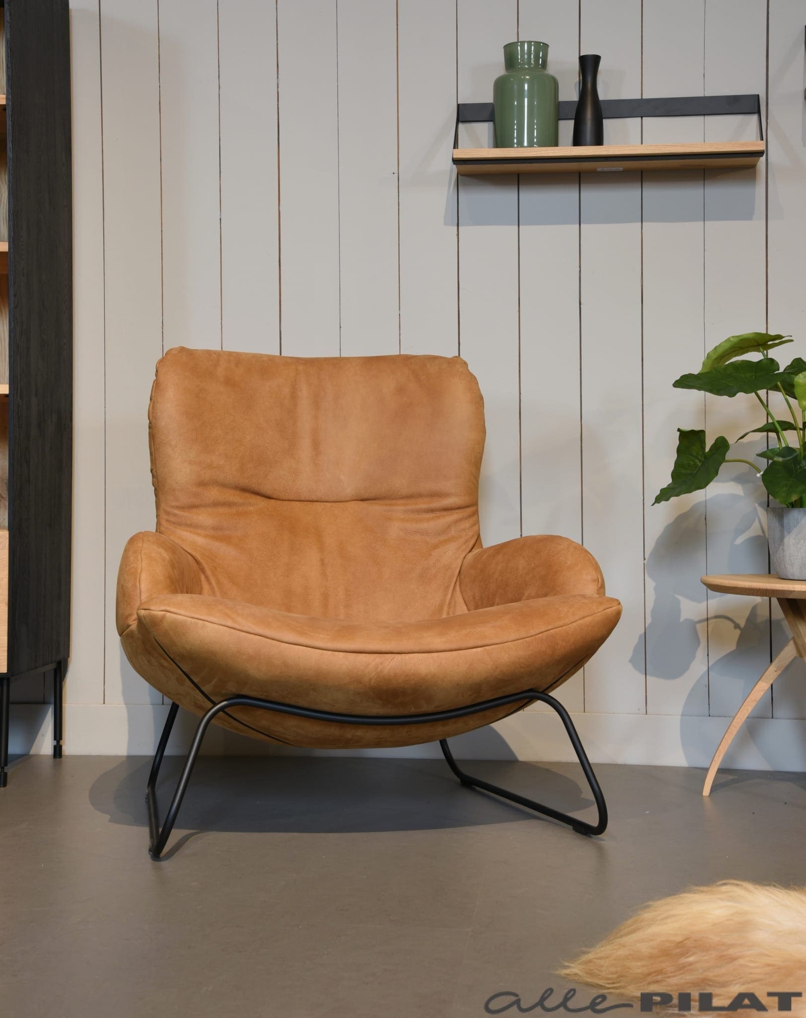 Grote leren Fauteuil Benz cognac leer Alle Pilat