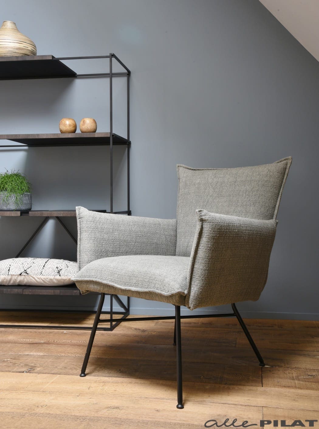 Fauteuil Micasa in grijze stof