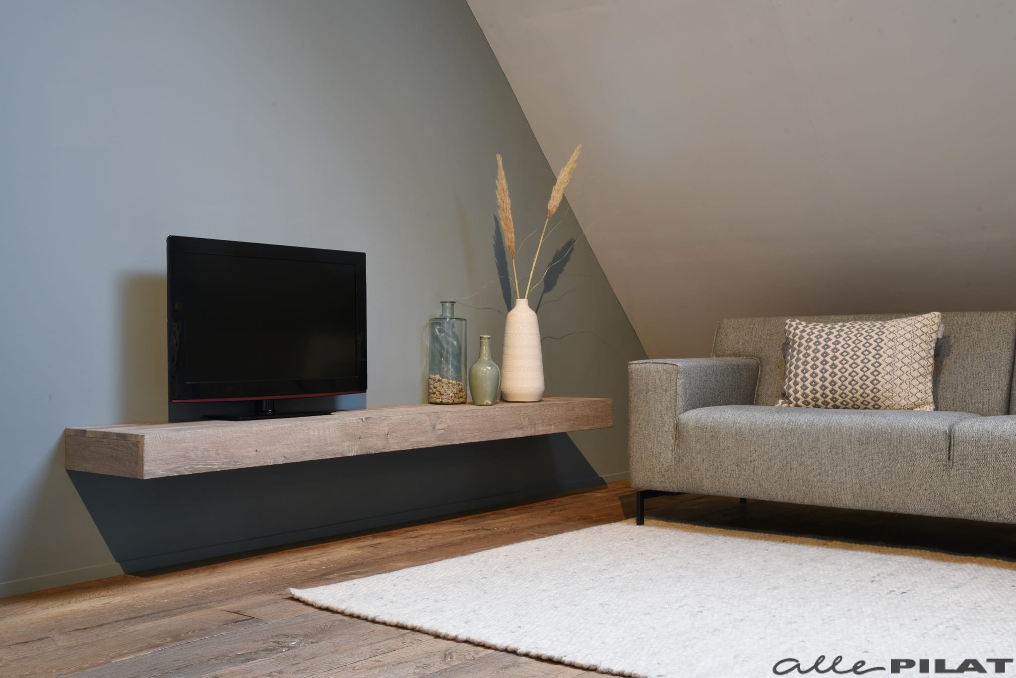 Tv-meubel Plank - hangend wandmeubel eikenhout Woonwinkel Alle