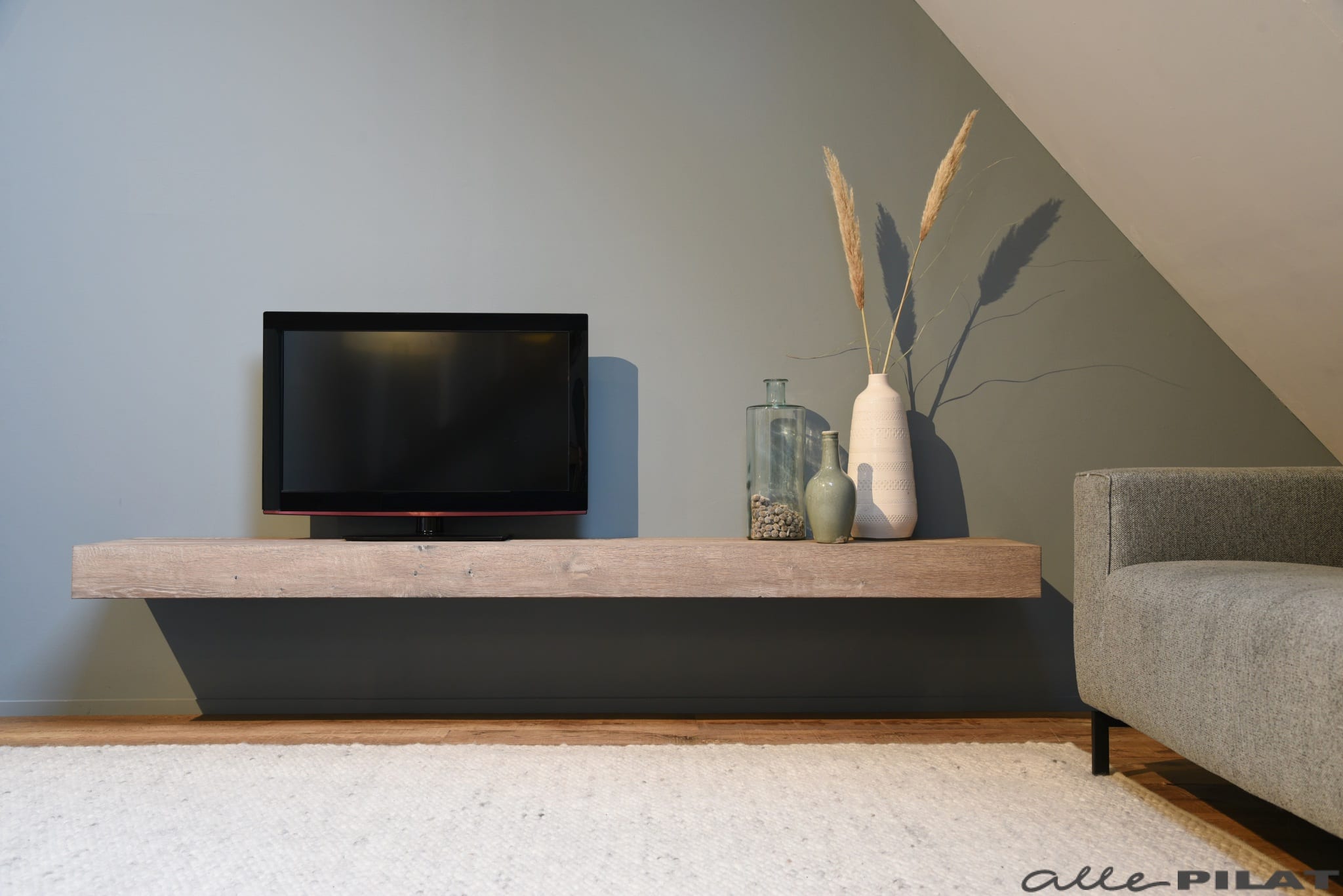 Tv-meubel Plank - hangend wandmeubel eikenhout Woonwinkel Alle