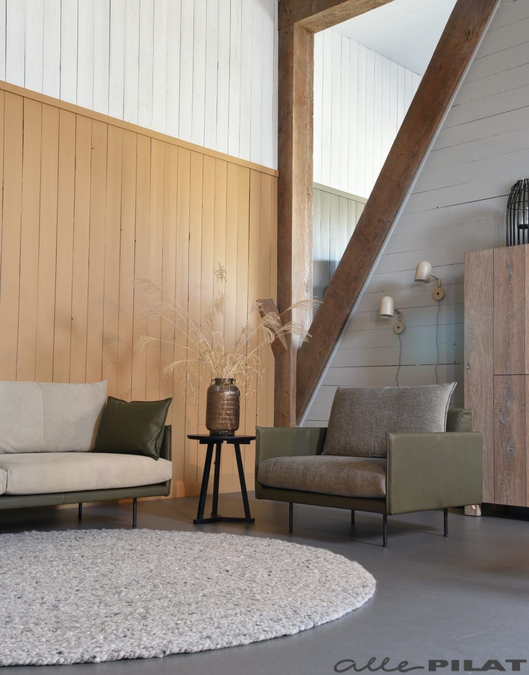 Love seat Jazz in leer en stof