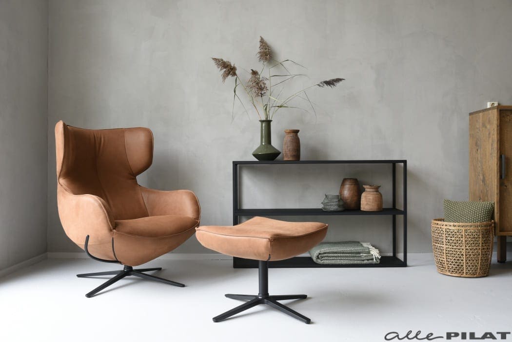 Draaifauteuil Louis met hocker