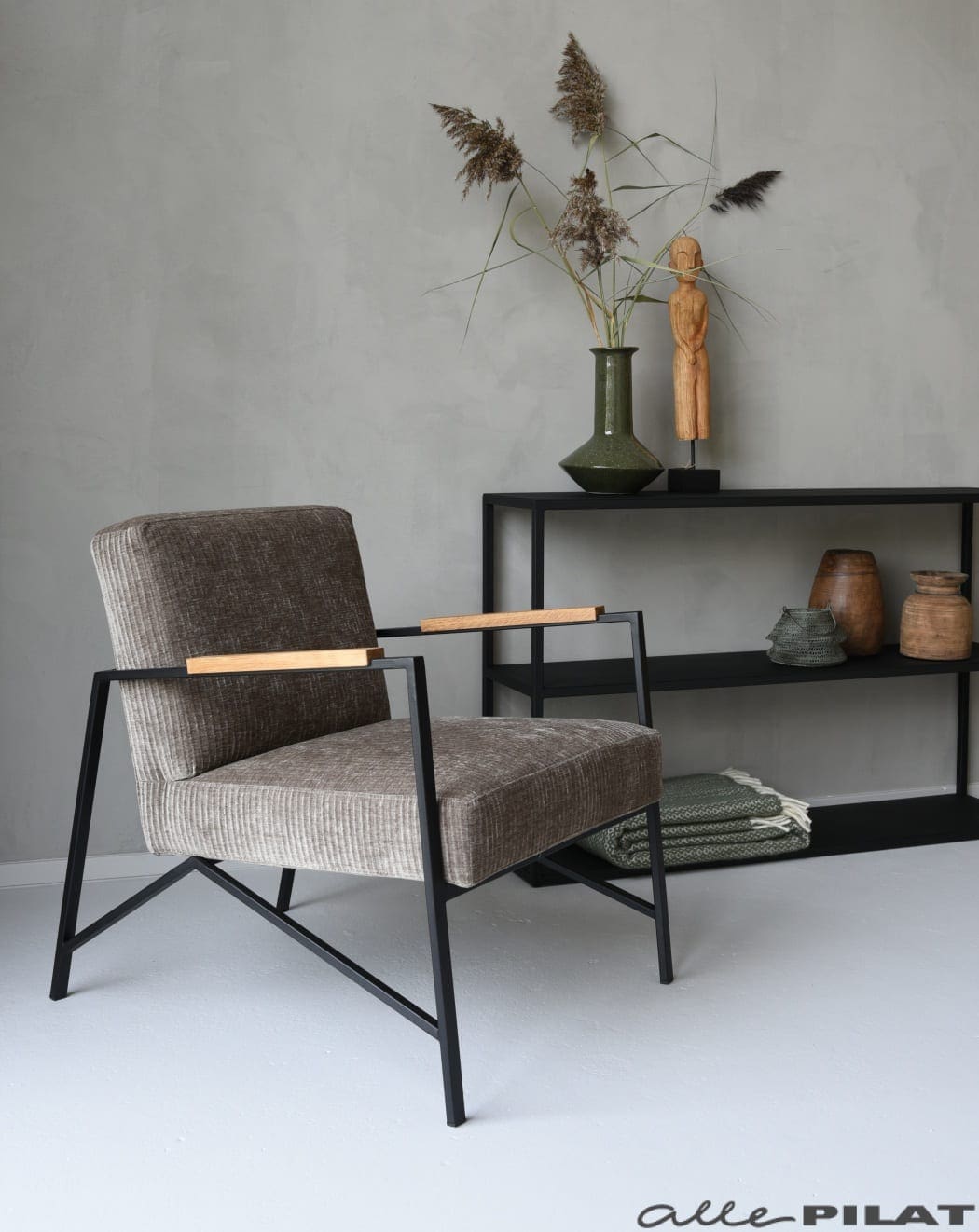 Trendy Fauteuil Tobi met ribstof Alle Pilat