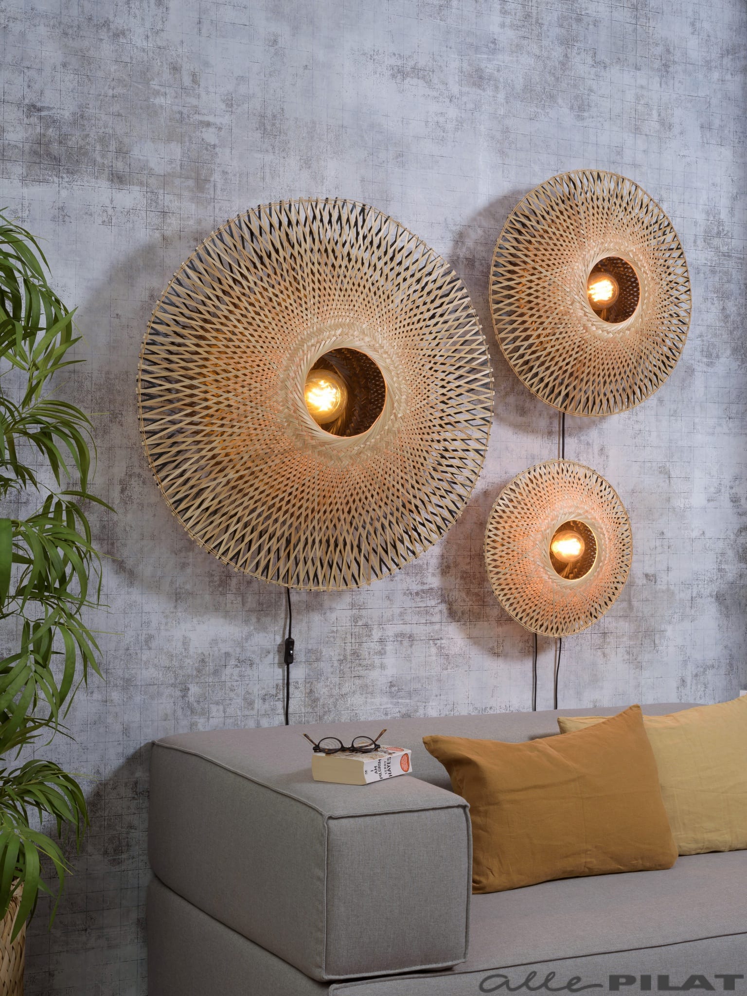 Wandlamp Bamboe Naturel duurzaam en natuurlijk - Woonwinkel Alle Pilat