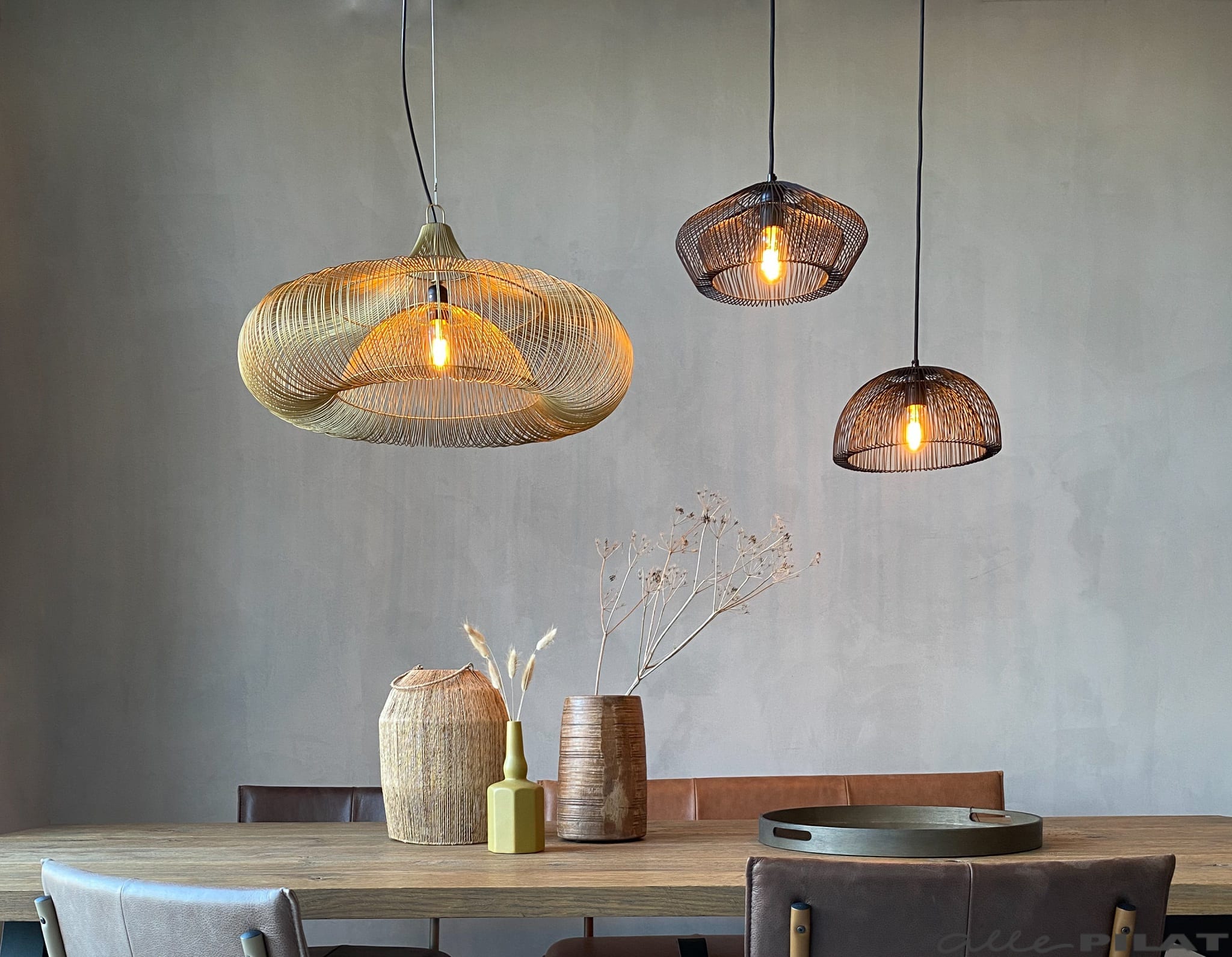 Ochtend barbecue stad Hanglamp Sun - metalen draadlamp goud - Woonwinkel Alle Pilat