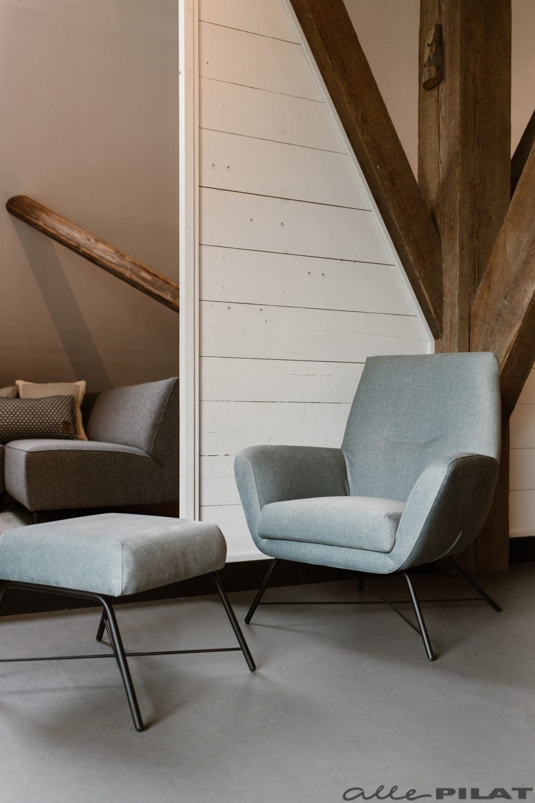 Fauteuil Lex in lichtgrijze stof 