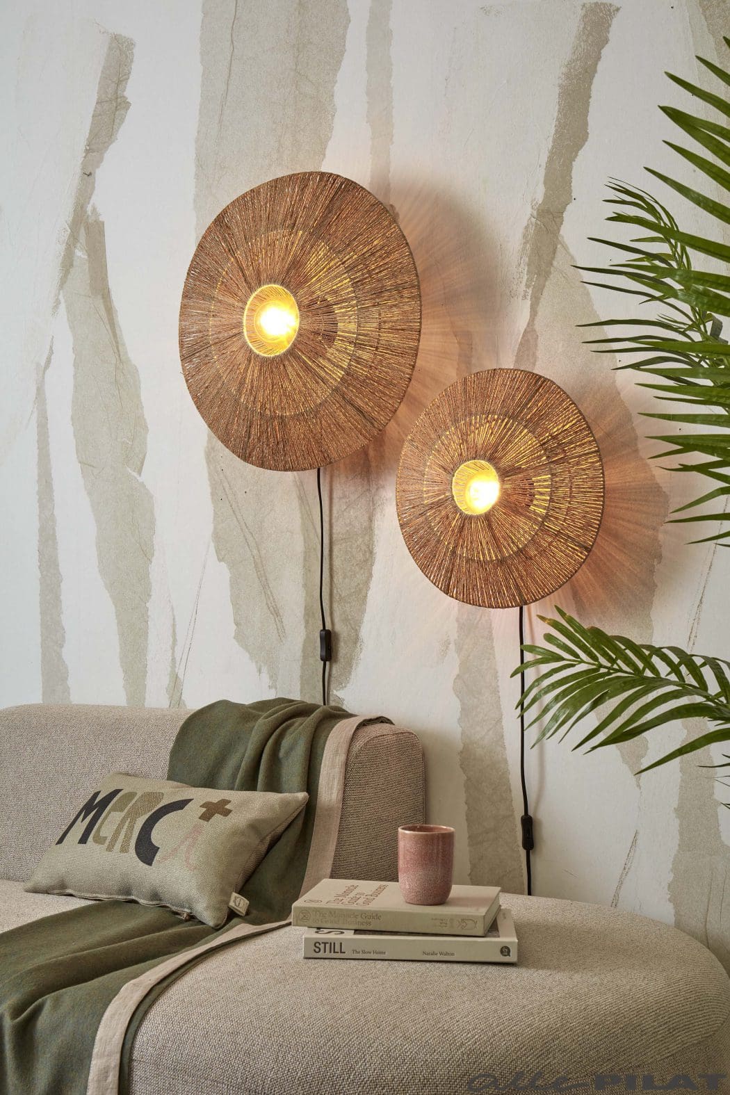 Ronde wandlamp Iguazu naturel