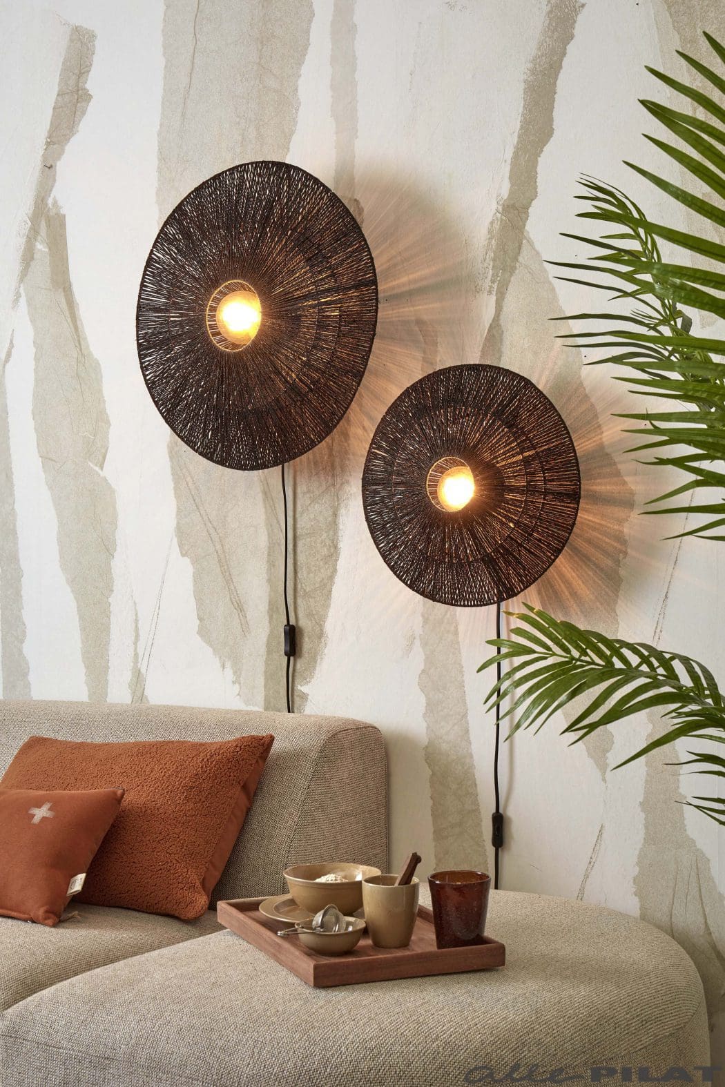 Ronde wandlamp Iguazu zwart