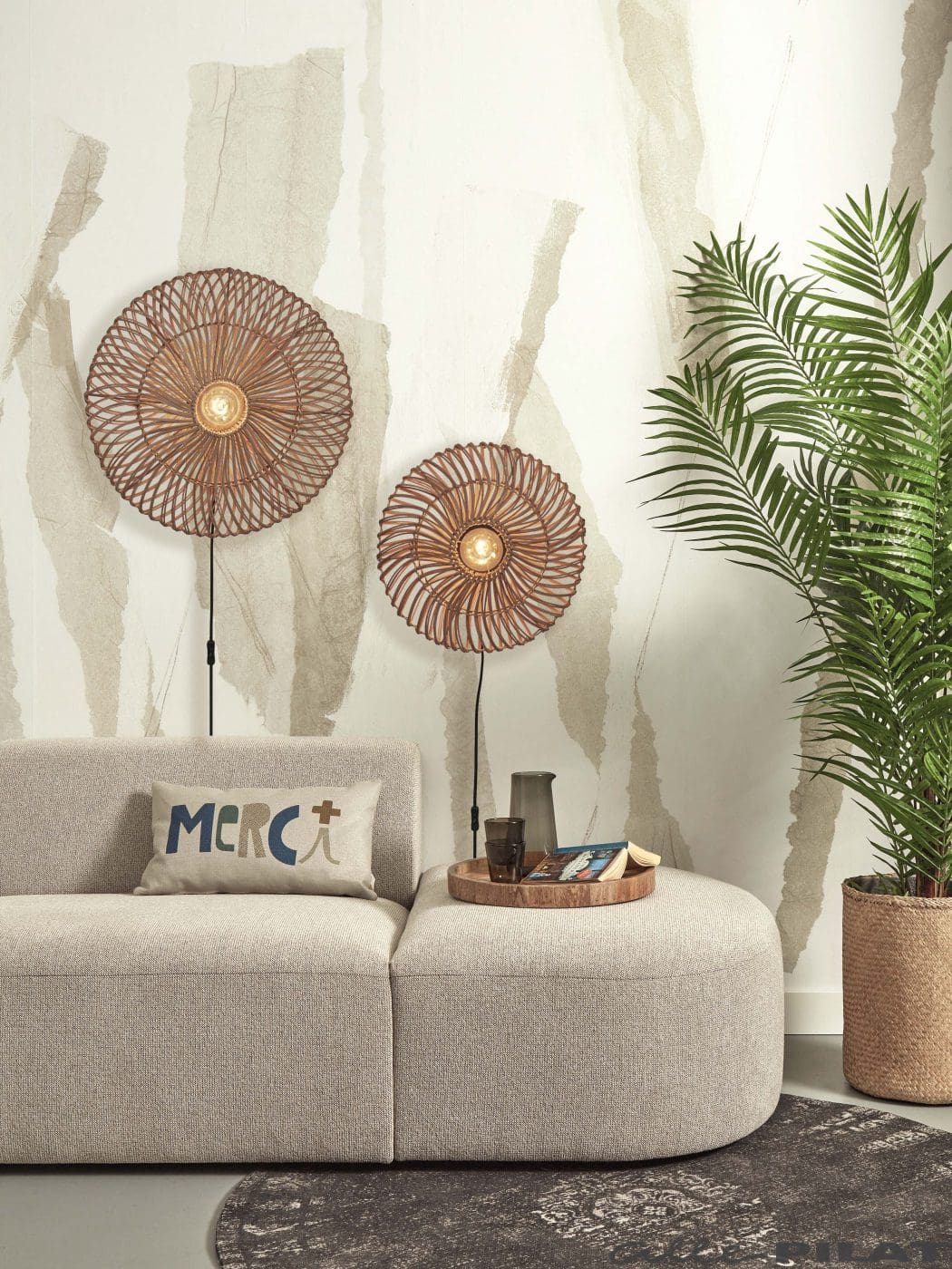 Rotan wandlamp Zanzibar naturel